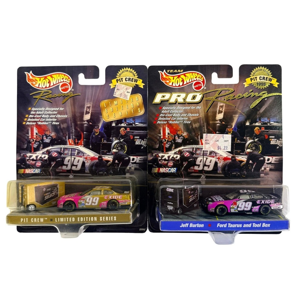 Hot Wheels Racing Jeff Burton 99 Exide Ford Taurus Pit Crew Diecast Lot 1998